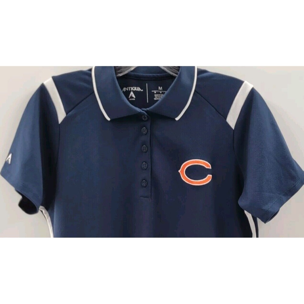 Antigua Woman's Chicago Bears Polo Blue Embroidered Shirt SIZE M - Picture 2 of 8
